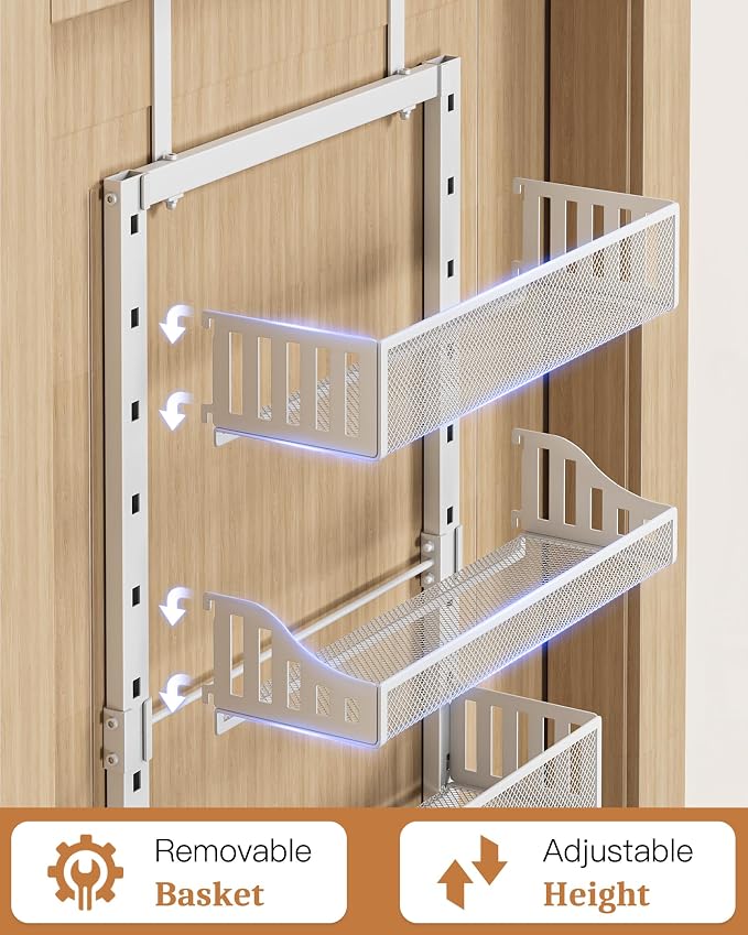 Over the Door Pantry Organizer 8-Tier, Large Metal Door Spice Rack