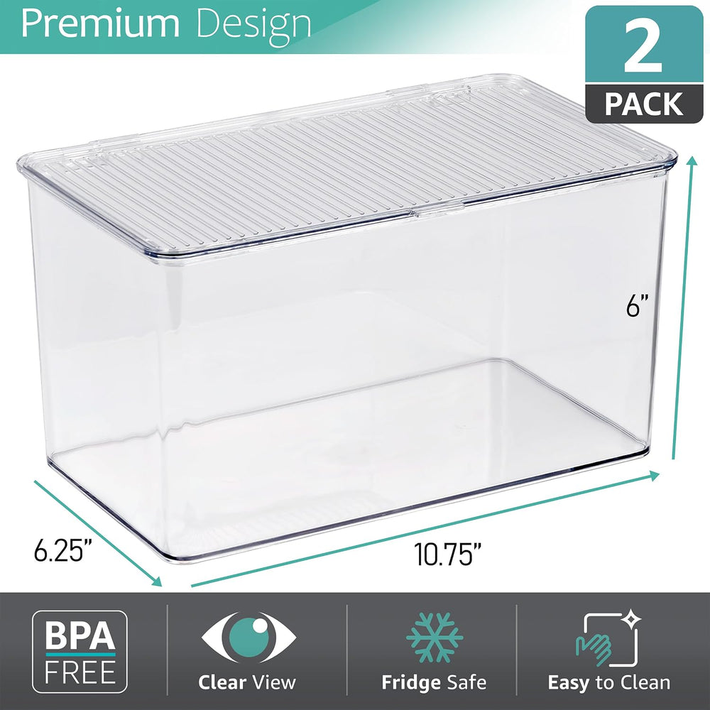 Sorbus Clear Storage Bins with Lids, Stackable Organizer (Large)