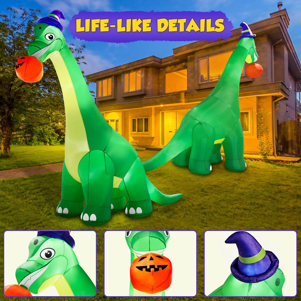 zukakii 13Ft Giant Halloween Dinosaur Inflatable Decorations, Bite Large Pump...