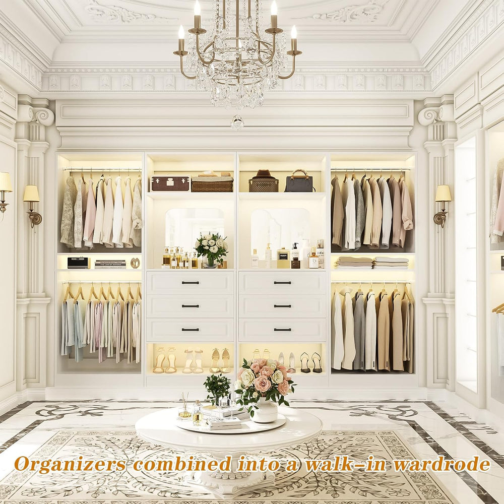 Unikito Closet System, 100" Closet Organizer with Drawers & Mirrors,...