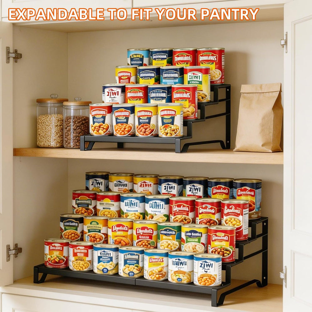 Expandable Can Organizer for Pantry, 4-Tier Adjustable Metal Can Rack