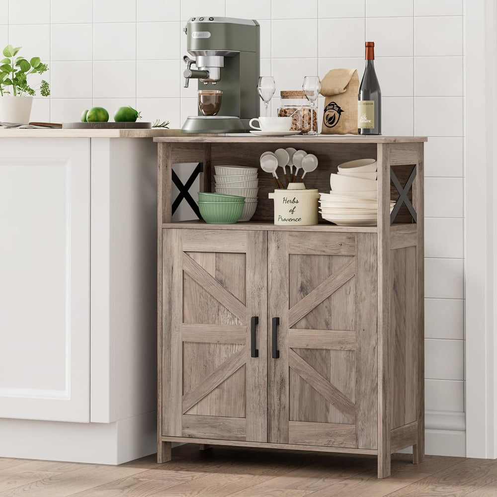 Homhedy Farmhouse Bathroom Storage Cabinet with Doors, Small Floor Cabinet