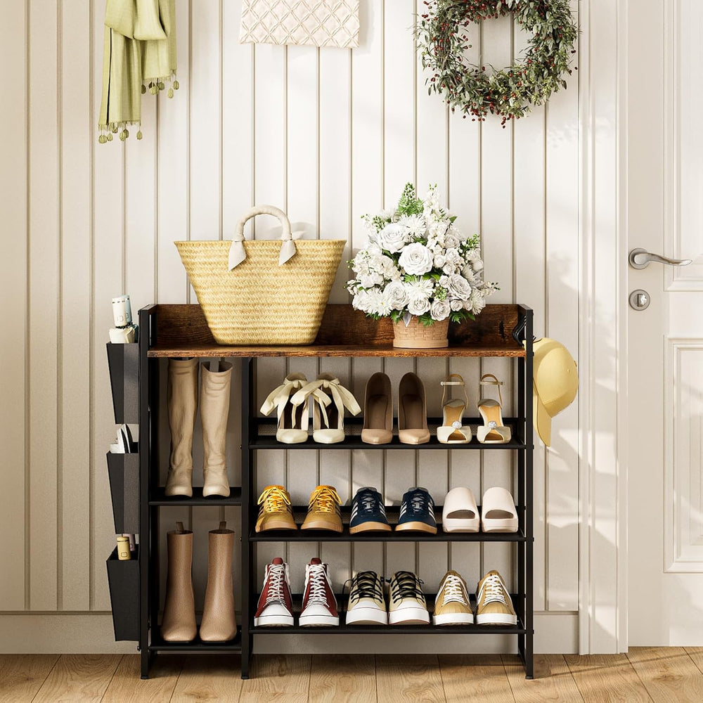 Shoe Racks Bench,Shoe Organizer with Bench for Closet- Free Standing Boot and...
