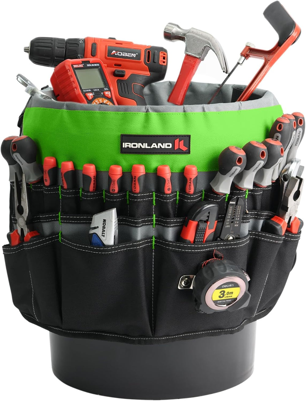 IRONLAND Bucket Tool Organizer Fit 3.5-5 Gallon Bucket, 51 Pockets, Bucket To...