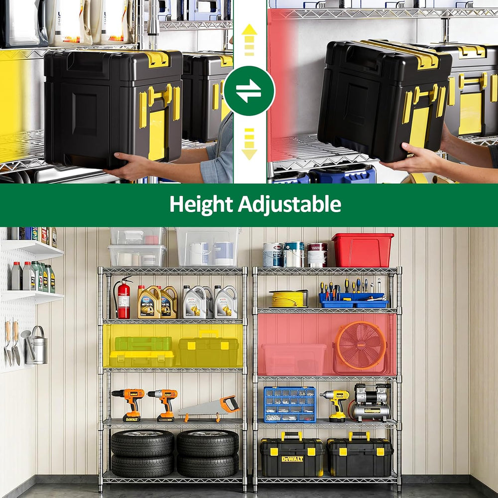 5-Tier Metal Storage Shelving Unit, Heavy Duty Chrome Wire Rack, Adjustable S...