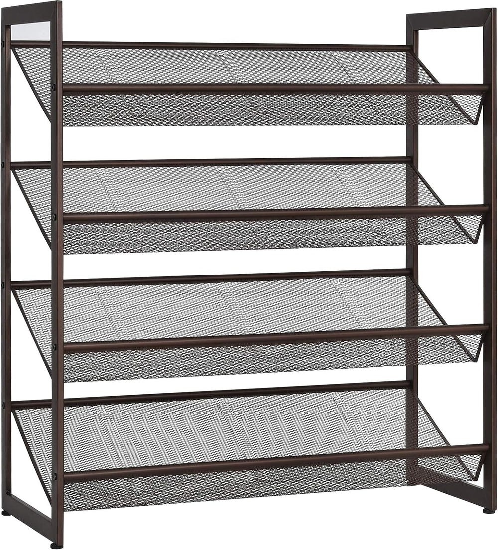 Tangkula Freestanding 4-Tier Metal Shoe Rack, Brown