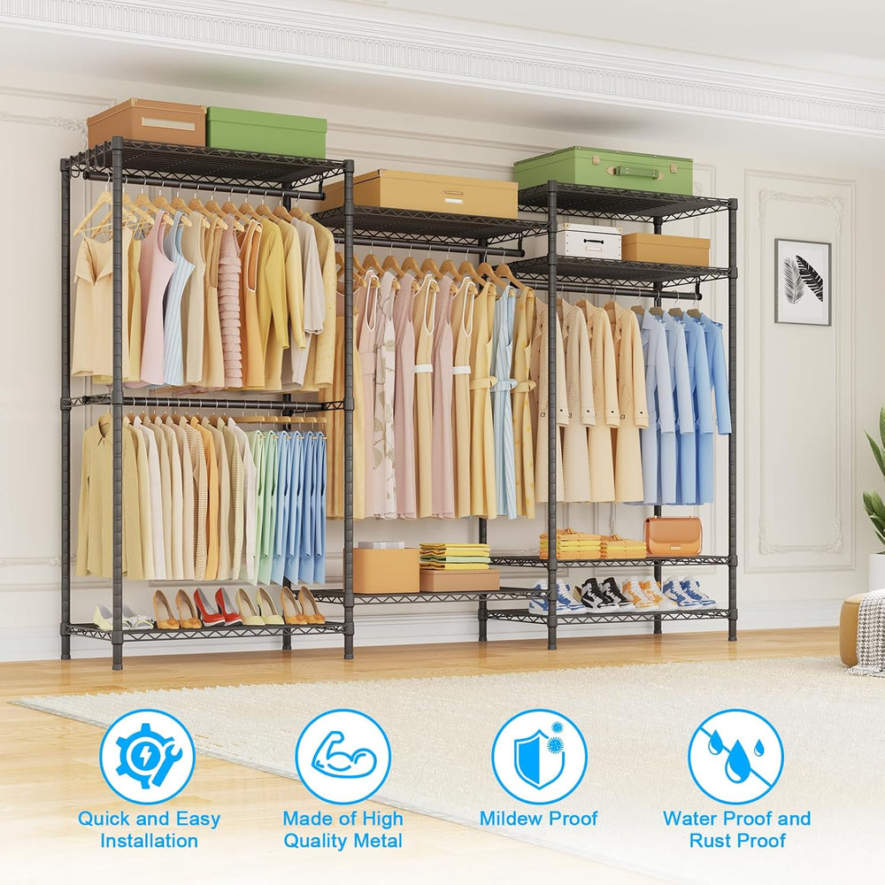 Ulif E13 Pro Heavy Duty Clothes Rack（With 4 Hanger Rods & 8 Shelves） Free...