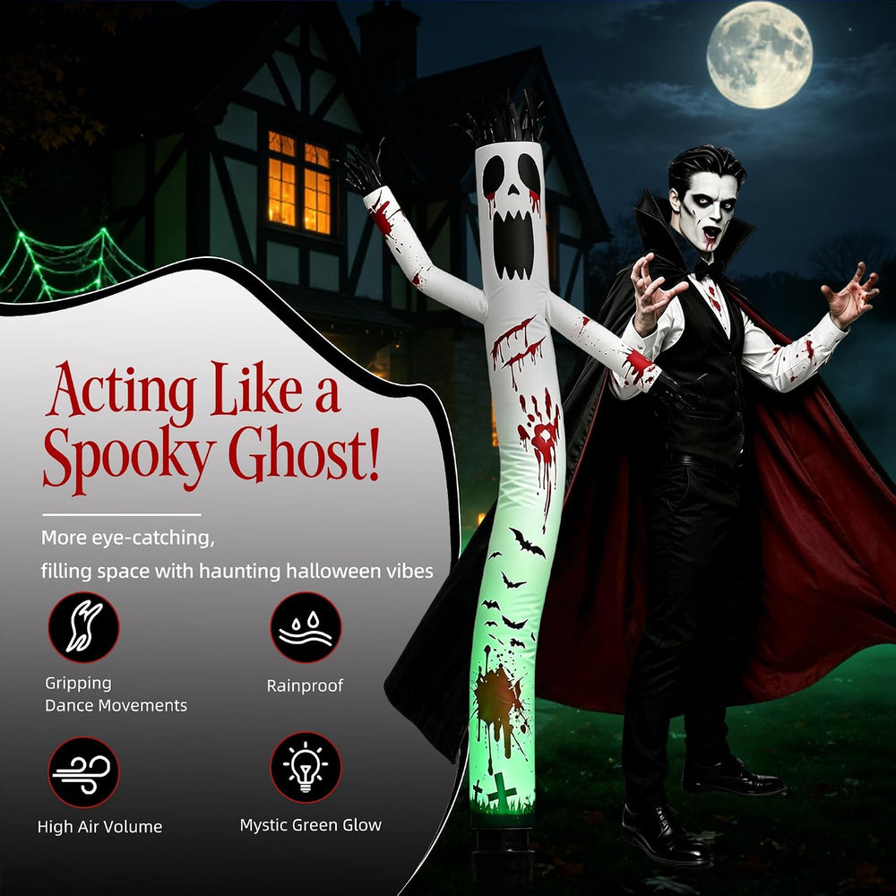 6 ft Halloween Ghost Inflatable Waving Tube Man with Blower 45W+Spotlight