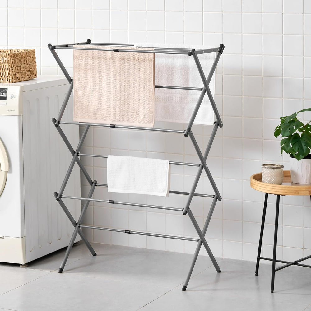 Vivo Technologies 3 Tier Extendable Clothes Airer, Foldable Compact Clothes D...