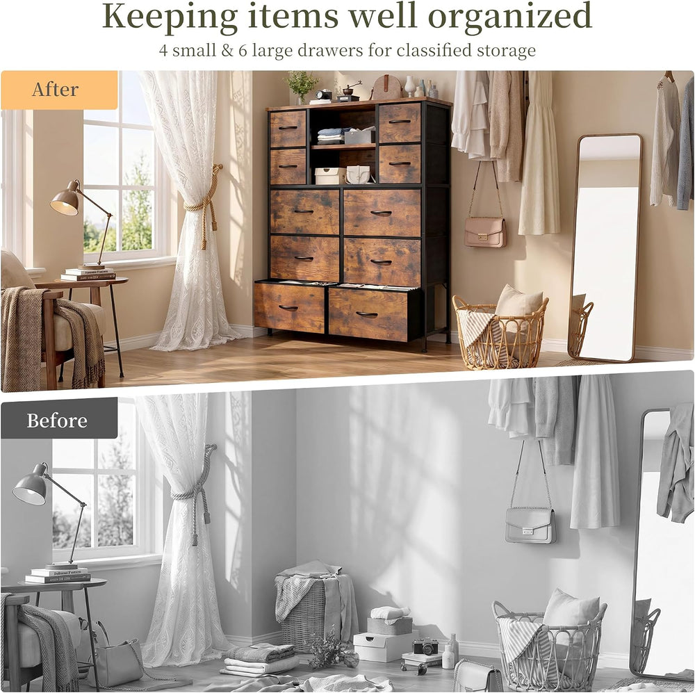 Romorgniz 10-Drawer Dresser for Bedroom, 48"H Organizer Storage for clothes