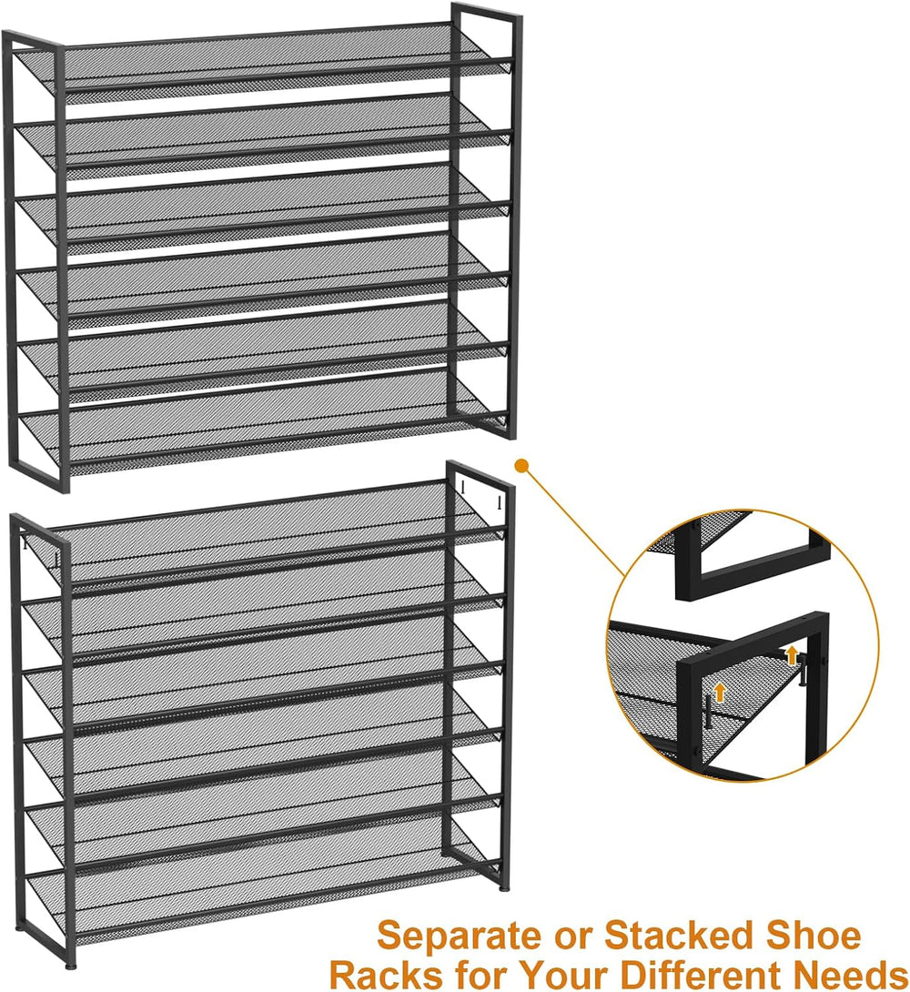 Large Shoe Rack 12 Tier Shoe Organizer, Heavy Duty Metal 6-Tier Stackable Sho...