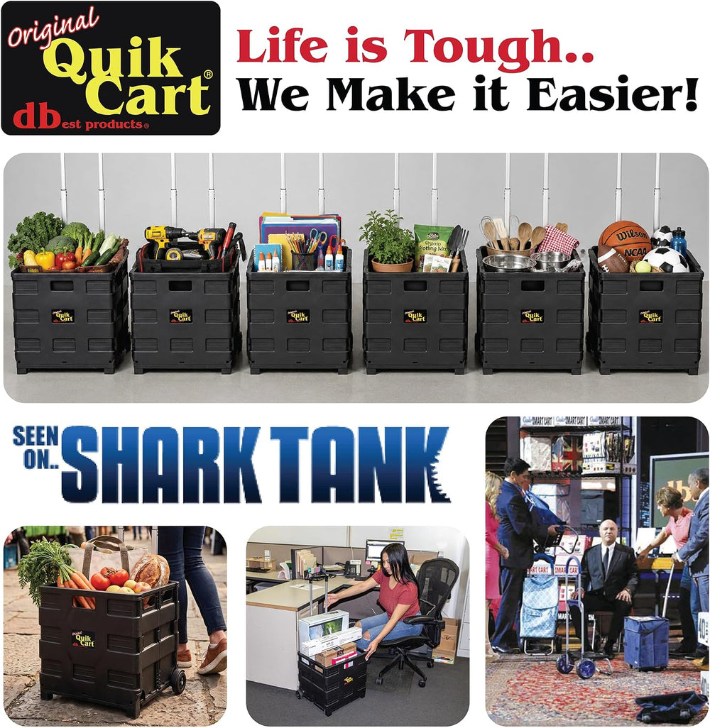 dbest Products Quik Cart Without Lid Collapsible Rolling Crate - Black