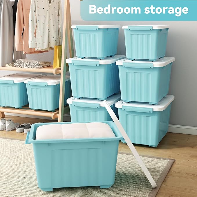 Nazhura 97 Quart Plastic Storage Bin, Stackable and Nestable Storage Boxes (6...