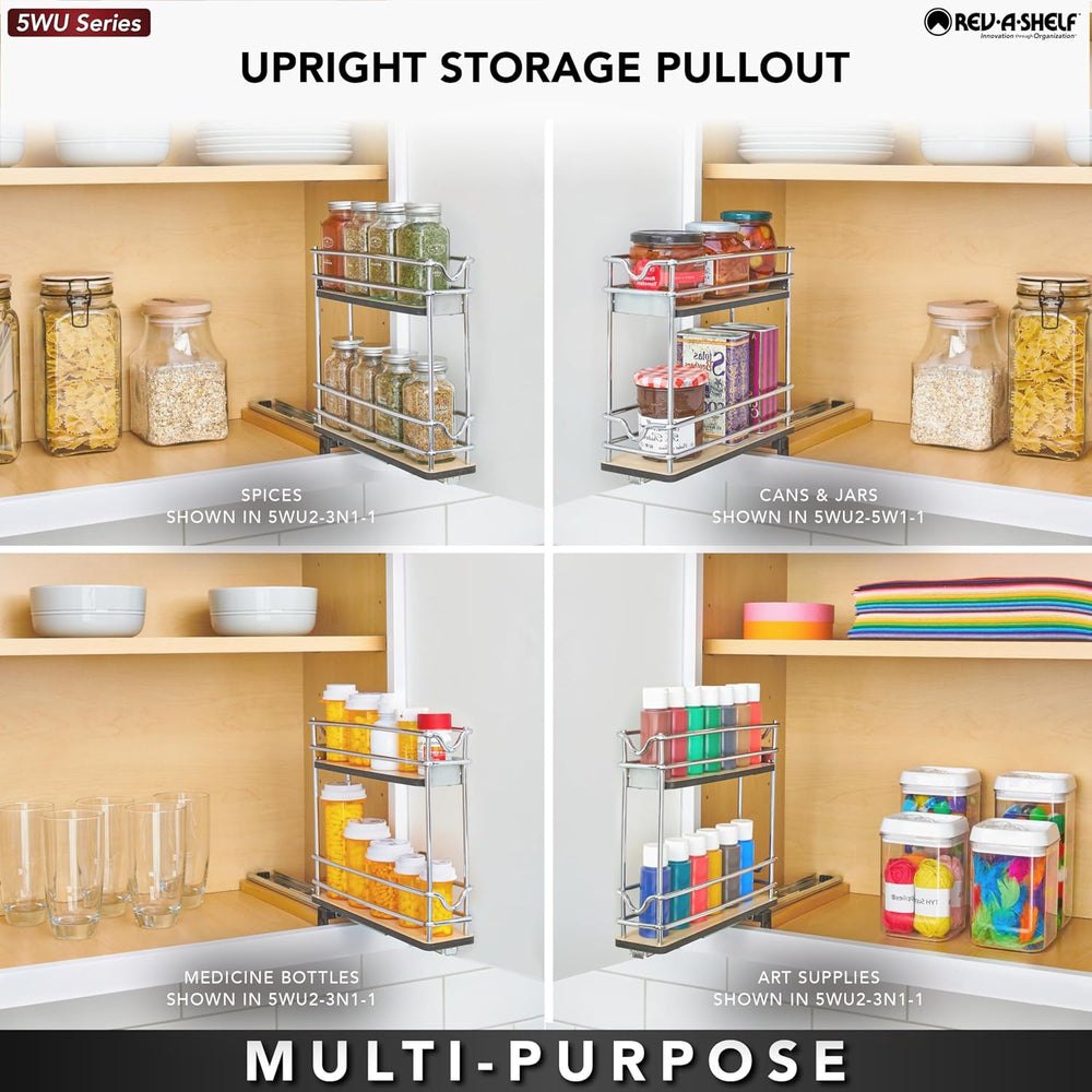 Rev-A-Shelf Narrow 5"W Pullout Upright Organizer for Cabinets