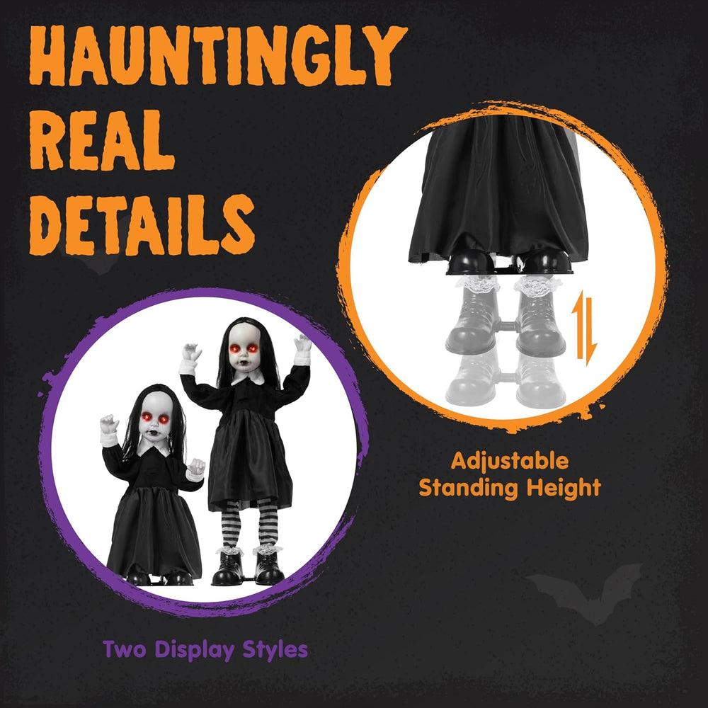 JOYIN Scary Halloween Decorations Outdoor, Black Zombie Girl Ghost Animatroni...