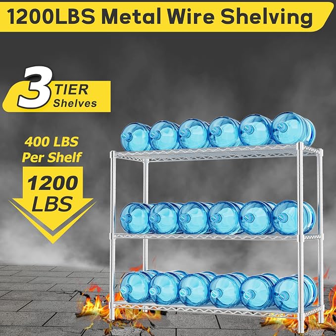 Storage Shelves, 3-Tier Adjustable Metal Industrial Utility Shelf Rack