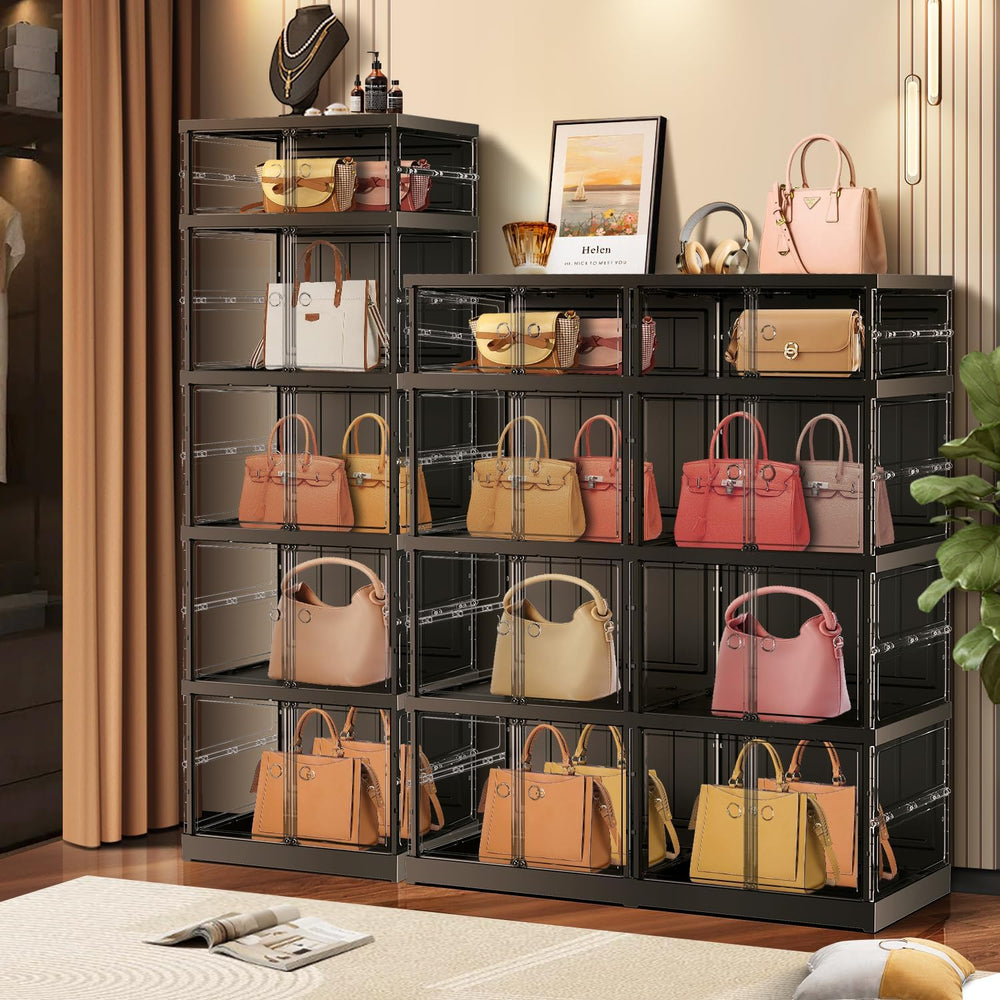 CIMLORD 5-Tier Foldable Shoe Rack Organizer for Boots, 10 Pairs, Black