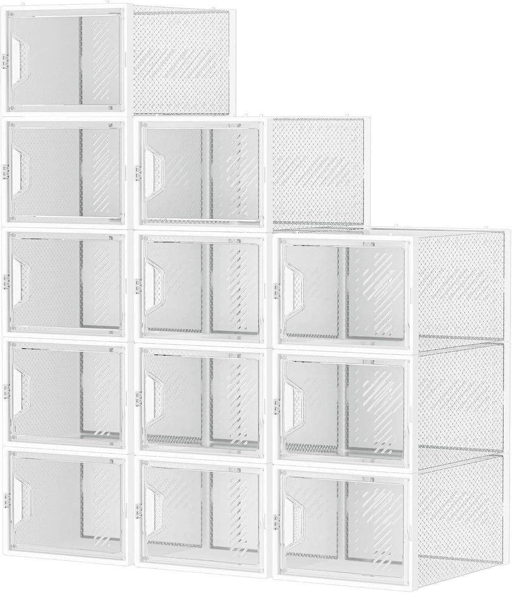 SIMPDIY XL Clear Shoe Storage Boxes, Stackable Shoe Organizer for Closet