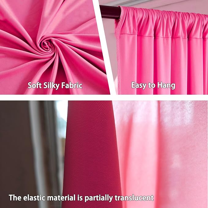 10 x 10 Feet Pink B Backdrop Curtain for Partie, Background Curtains for Phot...