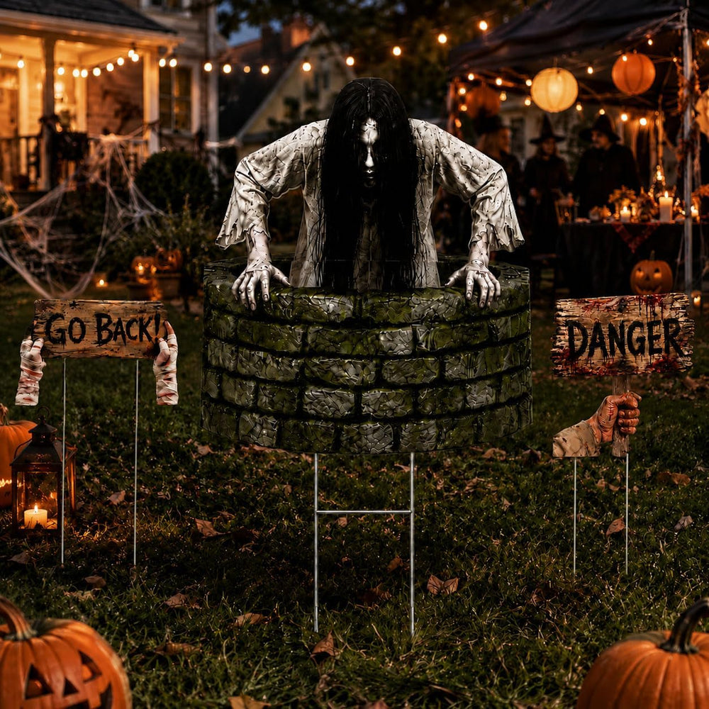 3-Piece Halloween Decorations Outdoor, Zombie Graveyard Headstone Set