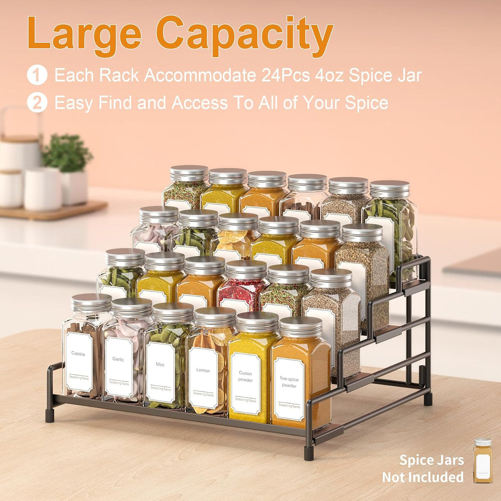 RUILALIFE 4-Tier-Spice-Rack-Organizer-for-Cabinet, Adjustable Depth Spice Hol...