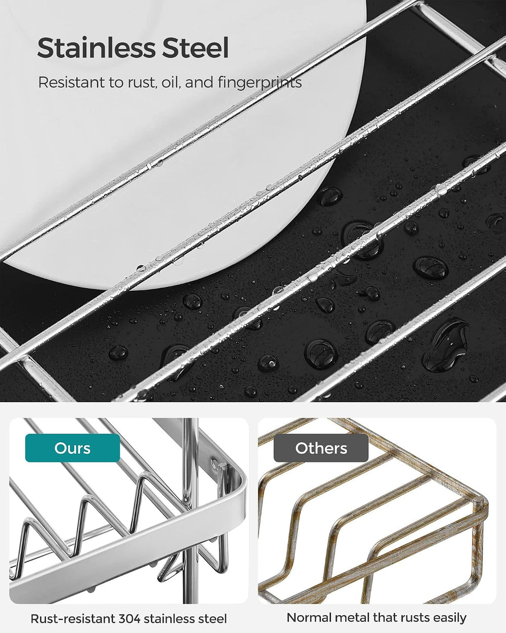 SONGMICS 2 Tier Dish Drying Rack for Kitchen Counter