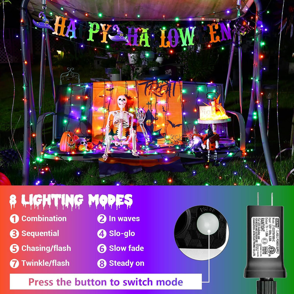 YEGUO Orange Purple Green Halloween Lights Outdoor Waterproof - 165ft 500 LED...