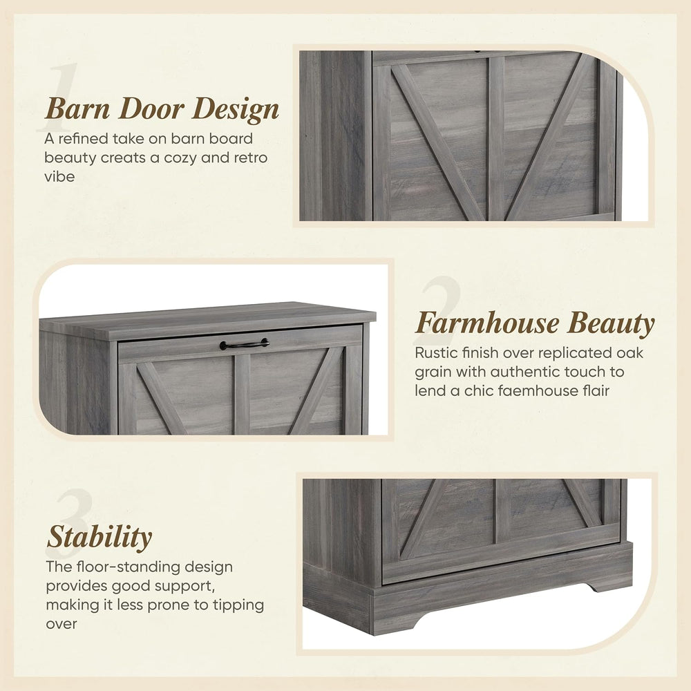 Semiocthome Farmhouse Shoe Storage Cabinet with 2 Flip Drawers, 23.6"(W)...