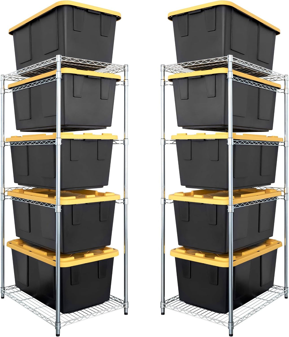 SafeRacks 27 Gallon Tote Storage Rack 2-Pack, 5-Tier NSF Bin Shelf, Silver