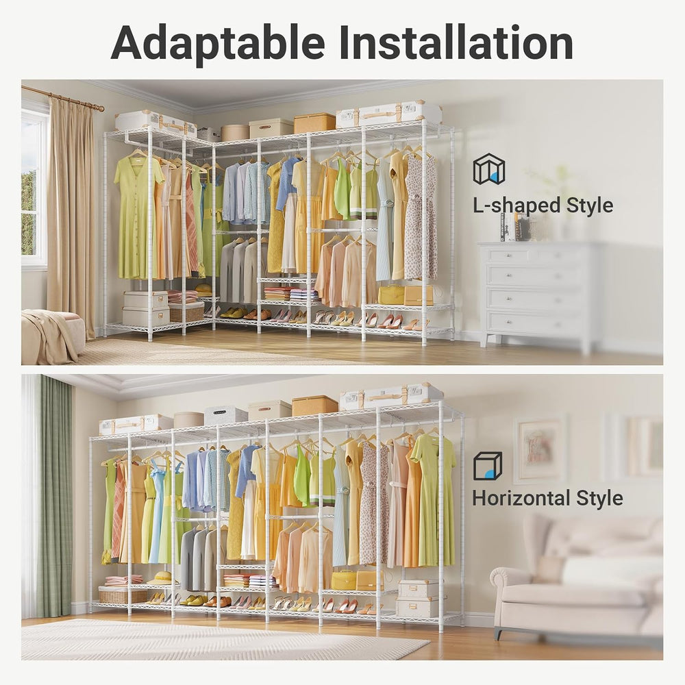 VIPEK V70 White Metal Garment Rack, Adjustable Open Wardrobe Load 1670lbs