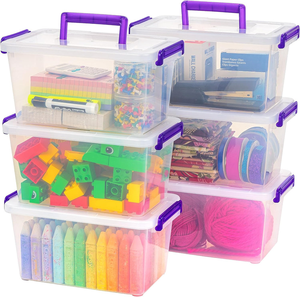 IRIS USA Storage Bins with Lids |Made in USA| 5 Qt - (6-Pack) - Clear