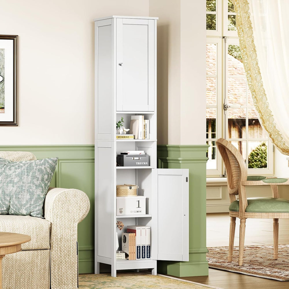 TEENFON 67" Tall Bathroom Cabinet with Adjustable Shelves and Doors, Nar...