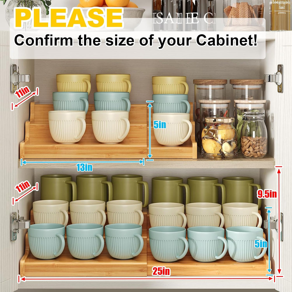 Hongtamoya 3-Tier Expandable Bamboo Mug Holder For Countertop Coffee Cup Hold...