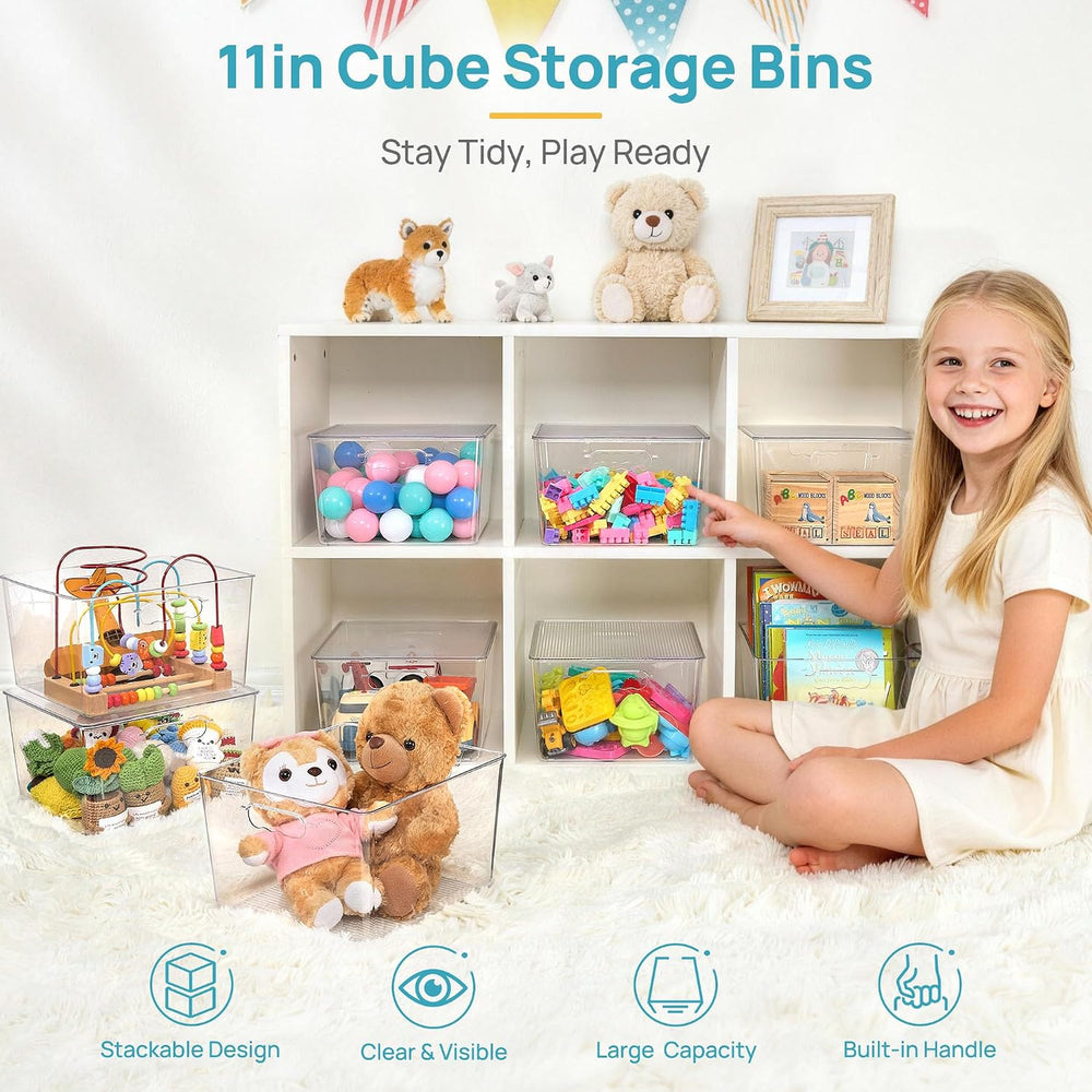 Vtopmart 8 Pack Extra Large Clear Stackable Storage Bins with Lids for Cube