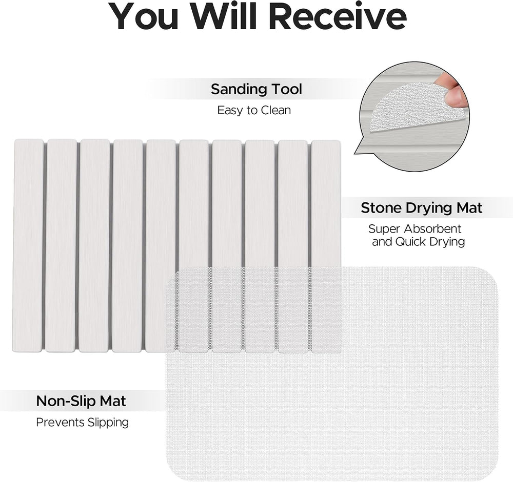 Stone Drying Mat of Kitchen Counter, Water Absorbent Diatomite Bath Mat