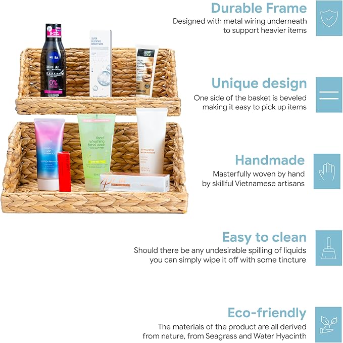VATIMA Water Hyacinth Storage Baskets (2 Pack)