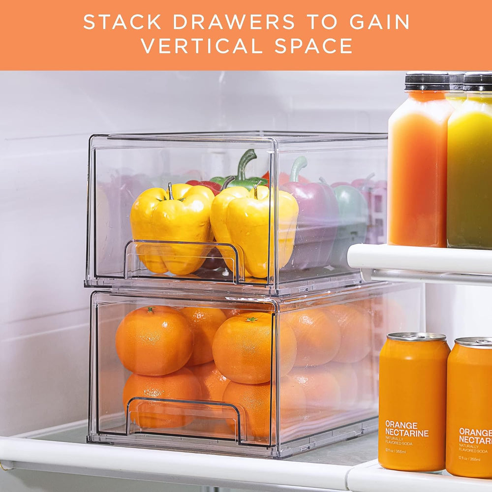 Sorbus Clear Storage Drawers for Refrigerator (Wide + Narrow Deep, 4 Pack)