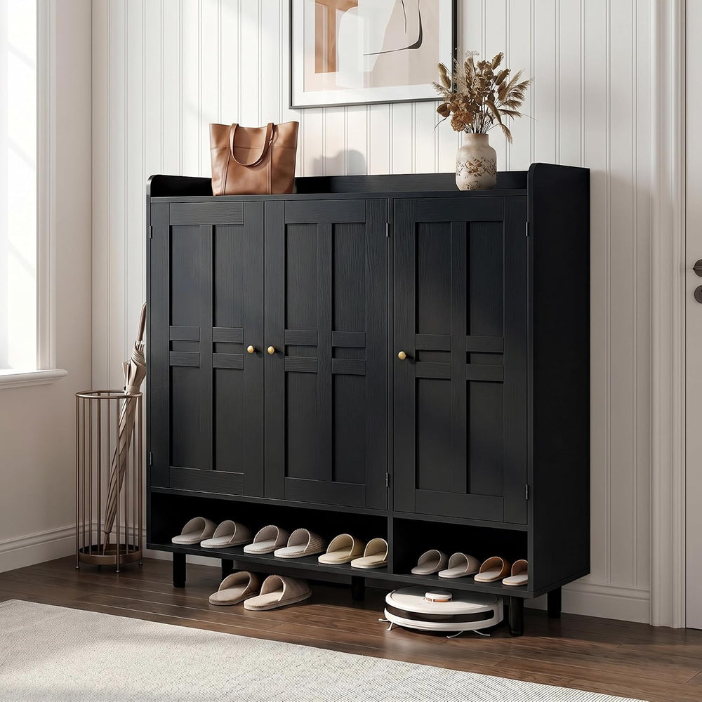 Miereirl 6-Tier 3 Doors Shoe Storage Cabinet, 45" Tall Entryway Shoe Sto...