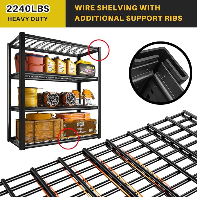 REIBII 40" W Garage Shelving 2240 LBS Storage Shelves Adjustable Heavy Duty