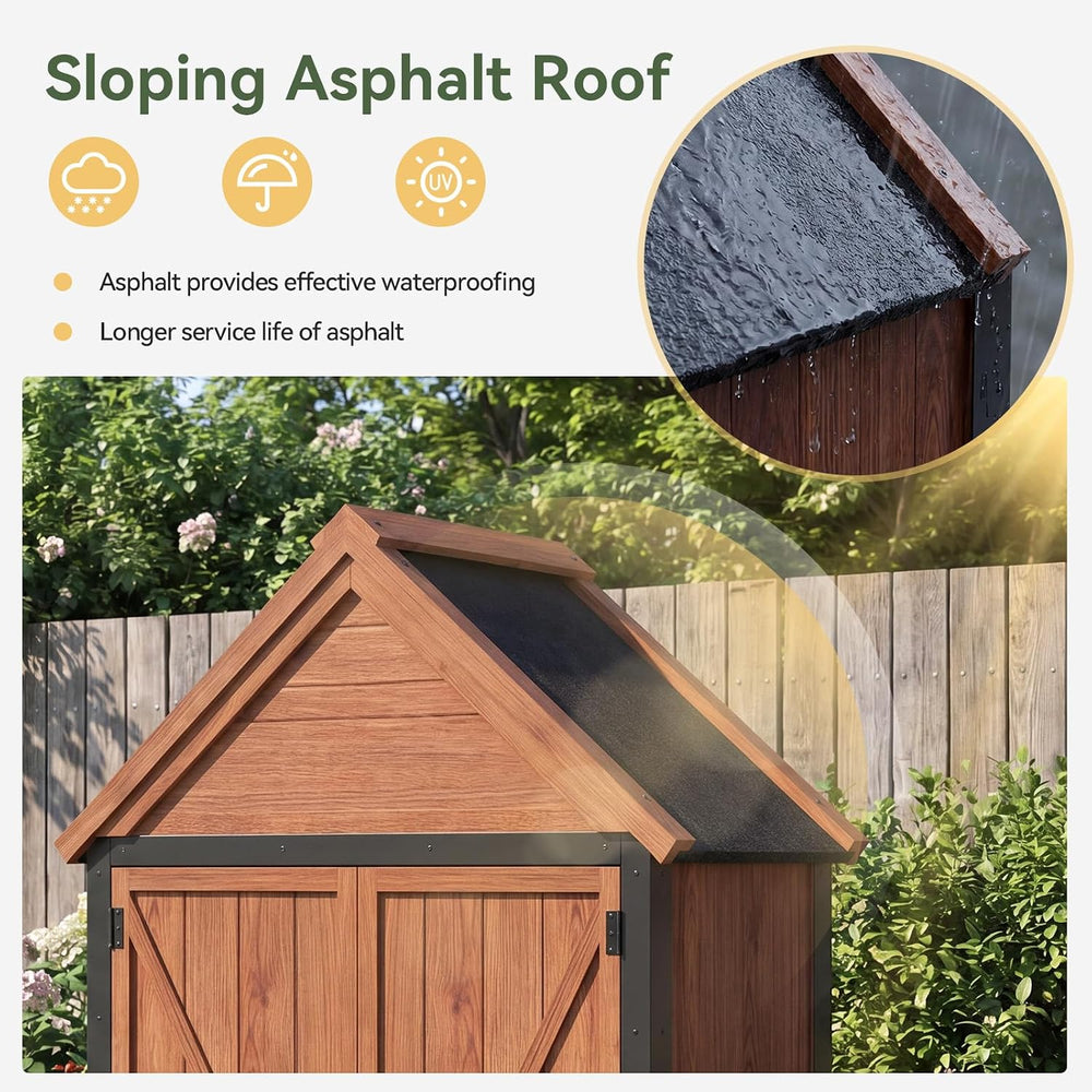 Aoxun Solid Wood Outdoor Cabinet 2.3'x1.3' with Asphalt Roof & Floor