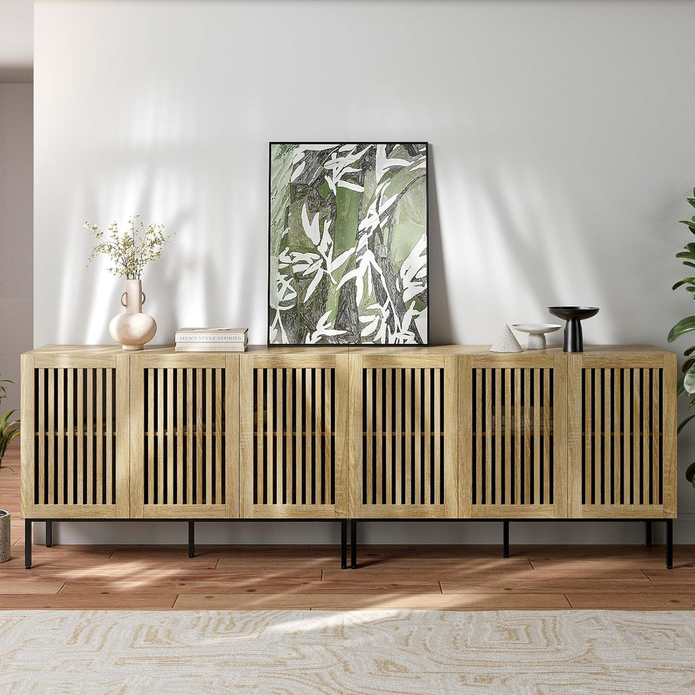BVIUNTWO Buffet Cabinet with Storage,Set of 2 Farmhouse Console Table with Me...