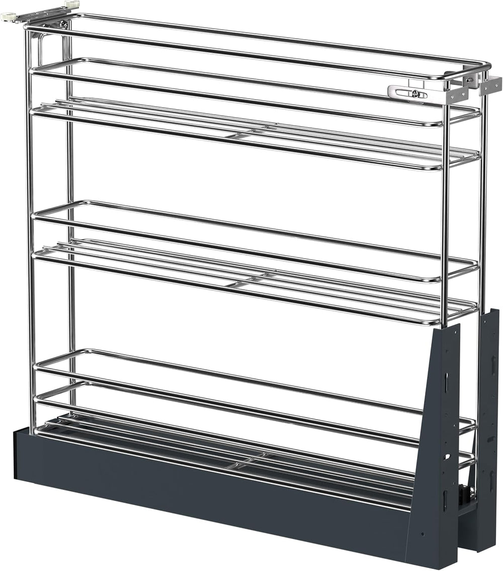 JOWBOOW 4 Inch Pull Out Spice Rack for 9 Inch Base Cabinet, Bottom Mount
