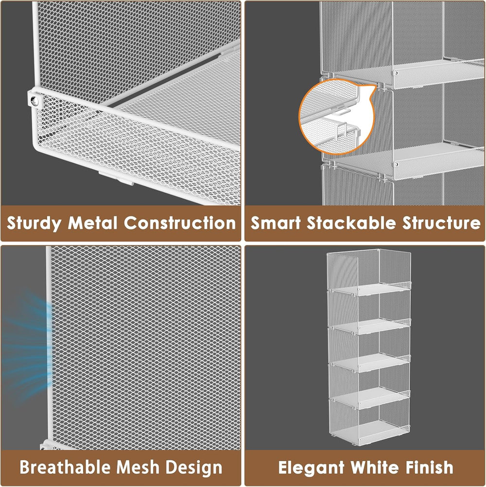 5-Tier Stackable Closet Organizers and Storage, Metal Wire Storage Shelves fo...