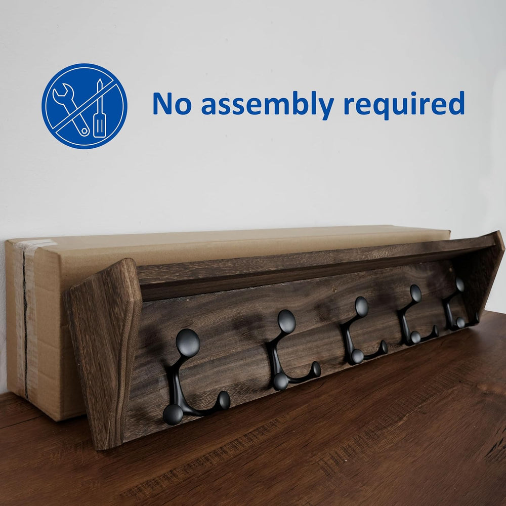WEBI Wall Shelf with Hooks Underneath,35" Long Wall Mounted Coat Rack wi...