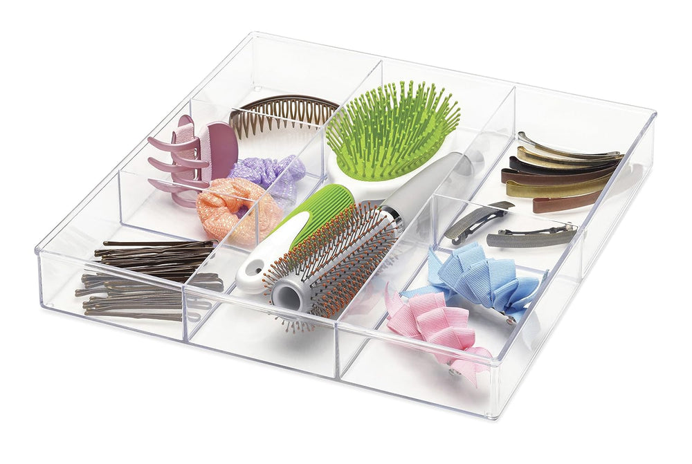 Whitmor Clear 6-Section Drawer Organizer | For Makeup & Accessories | Stu...