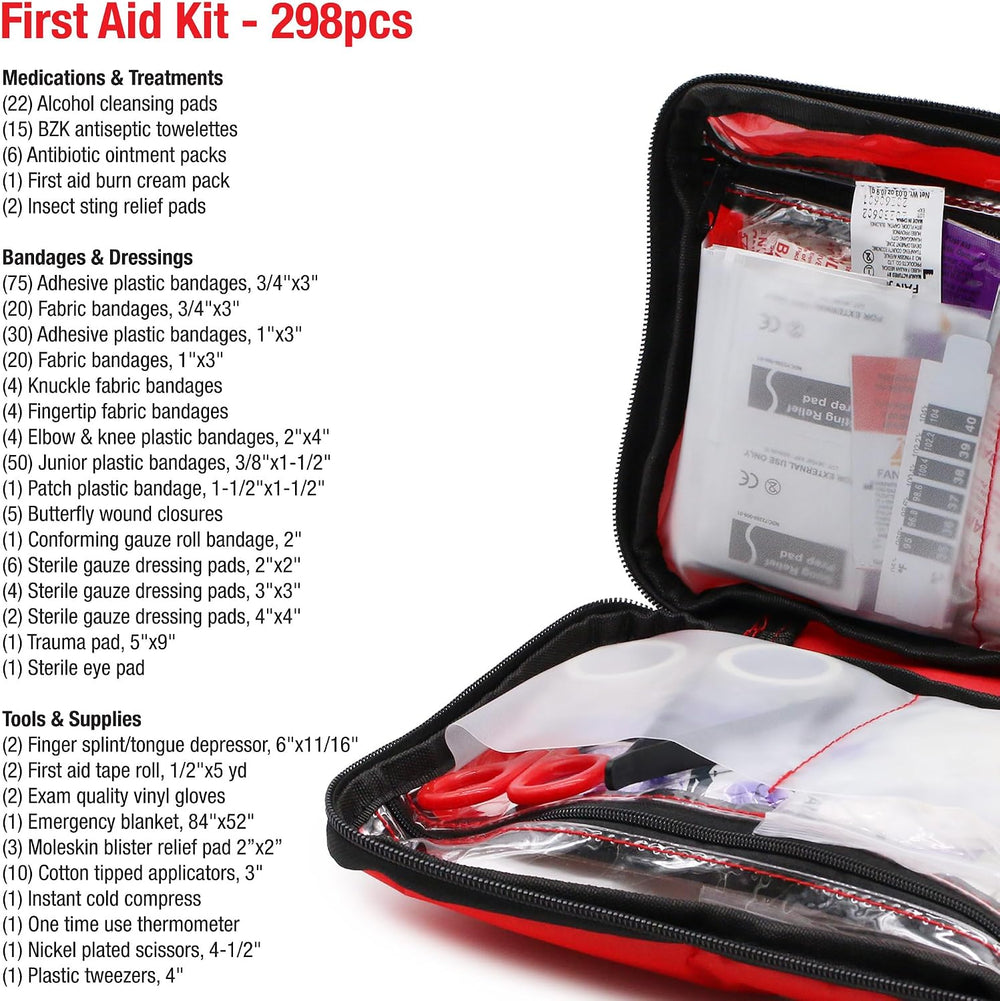 DMI 298-Piece Complete Emergency First Aid Kit, Treats Pain, Swelling, Cuts, ...