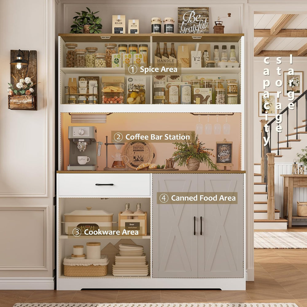 HOSTACK 55" W Kitchen Pantry Storage Cabinet, 72" Tall Hutch Cabine...
