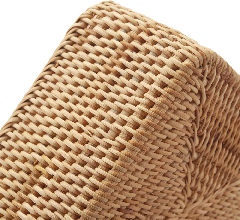 Natural Rattan Fruit Storage Baskets Rectangular Woven Wicker Box for Key Hol...