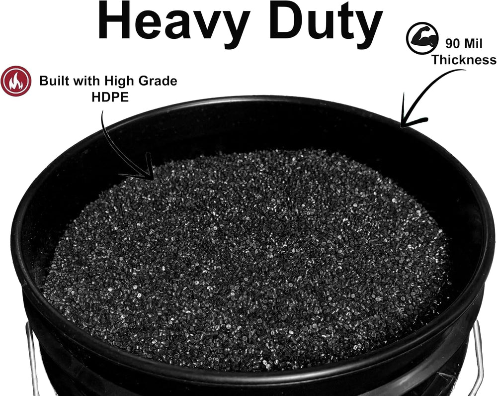 MKS Plastics Black 5-Gallon Heavy-Duty Bucket with Airtight Lid, 3-Pack