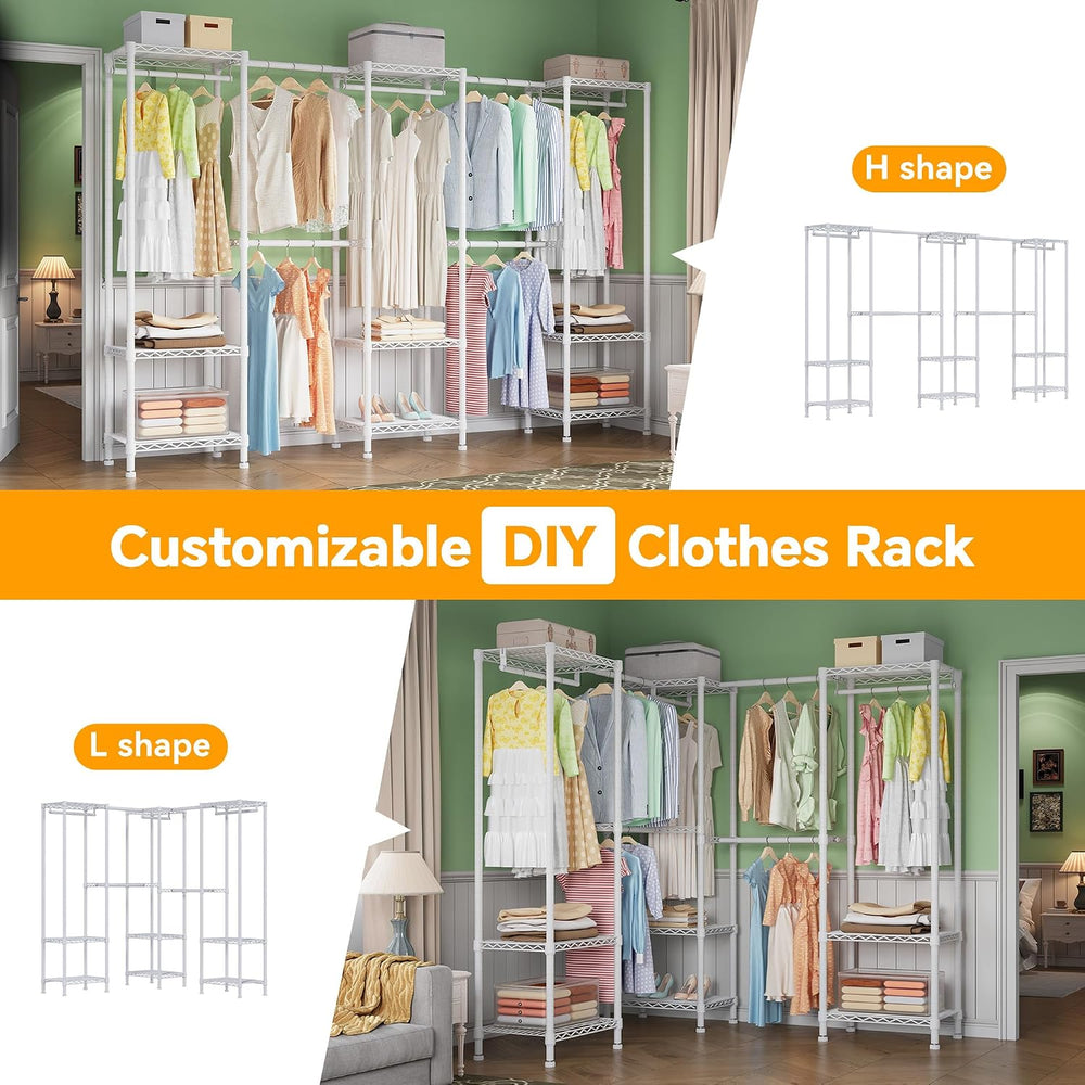 Higeego H11 Heavy Duty Clothes Rack White Clothing Rack for Hanging Clothes